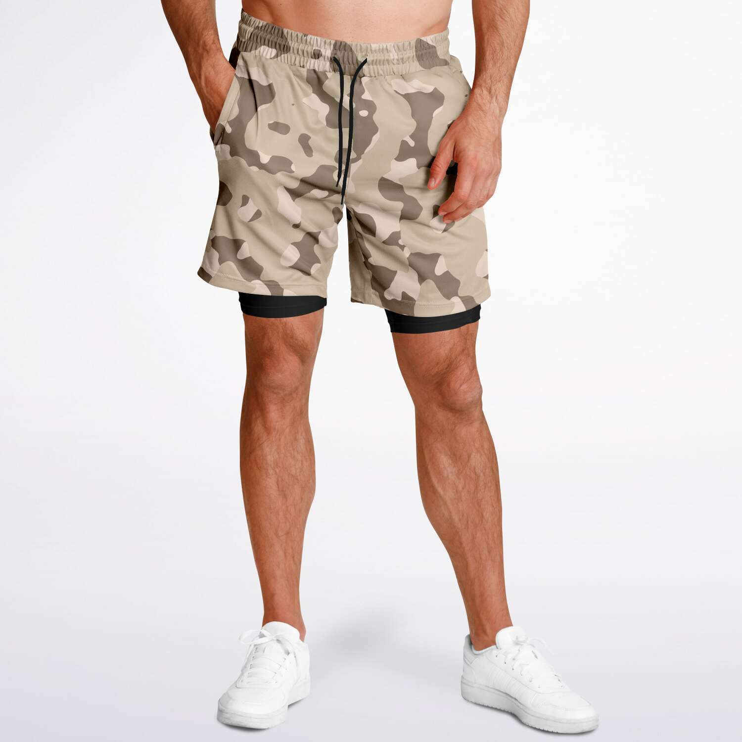 Multi Camouflage Mens 2-in-1 Shorts - Sport Finesse