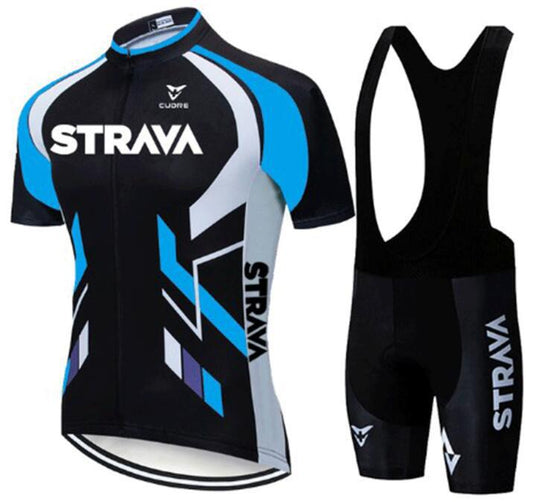 Strava Summer Cycling Short Suit - Blue / 2XL / Black Bib Set - Sport Finesse