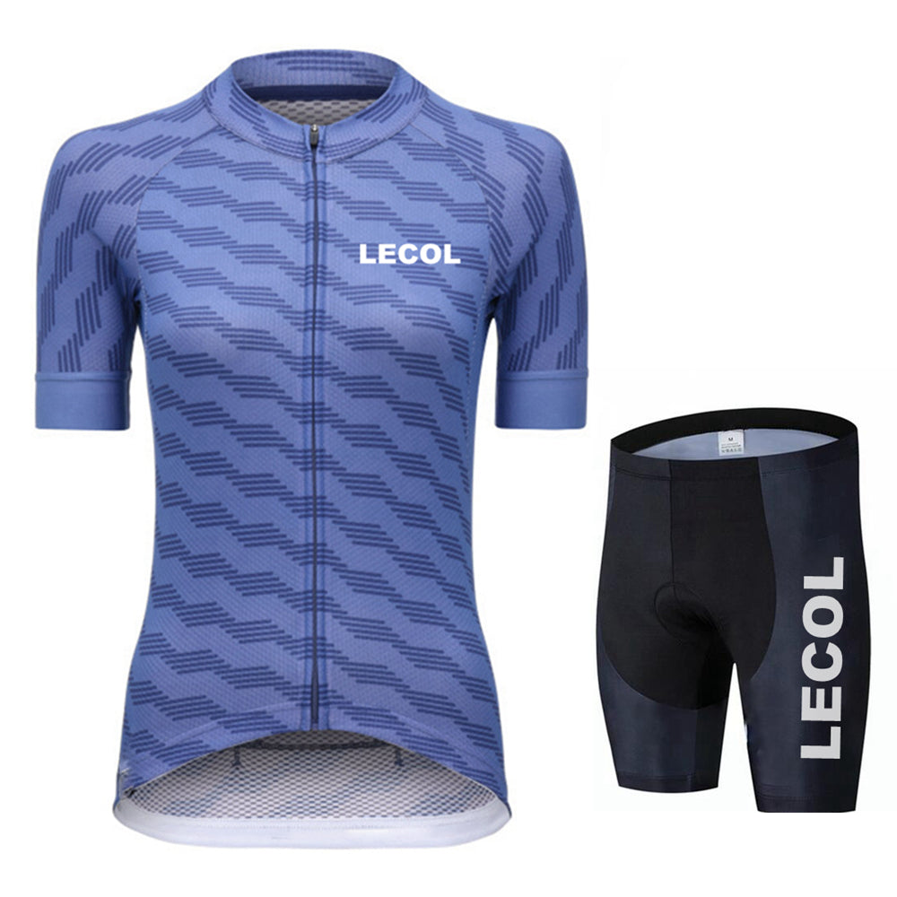LeCol Summer Women Short Sleeve Cycling Suit - Blue Shorts Set / XXS - Sport Finesse