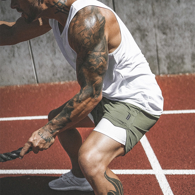 Running Shorts With Built-In Pocket Liner - GREEN / M - Sport Finesse