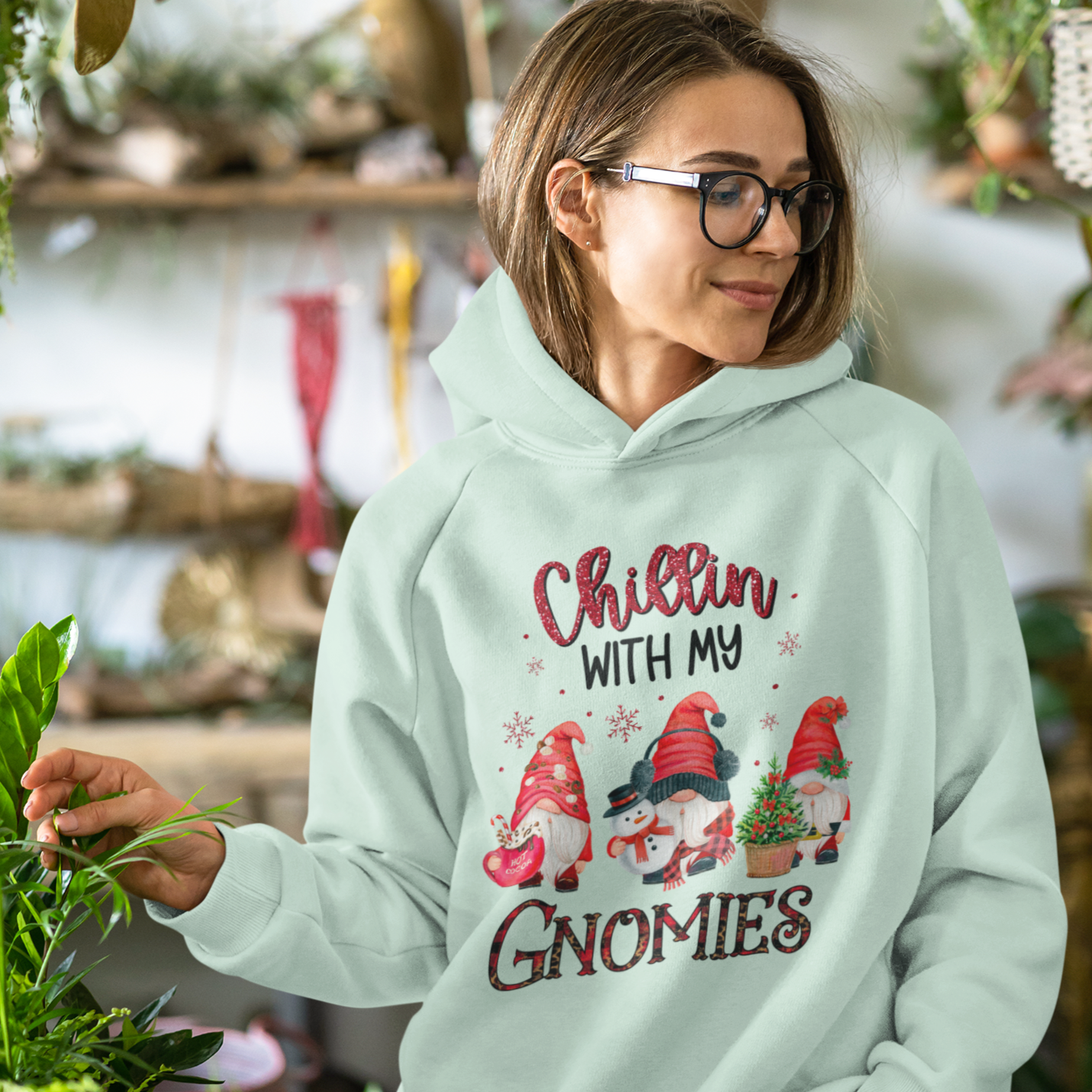 Chillin With my Gnomies Women's fitted eco hoodie - Sage / XS - Sport Finesse