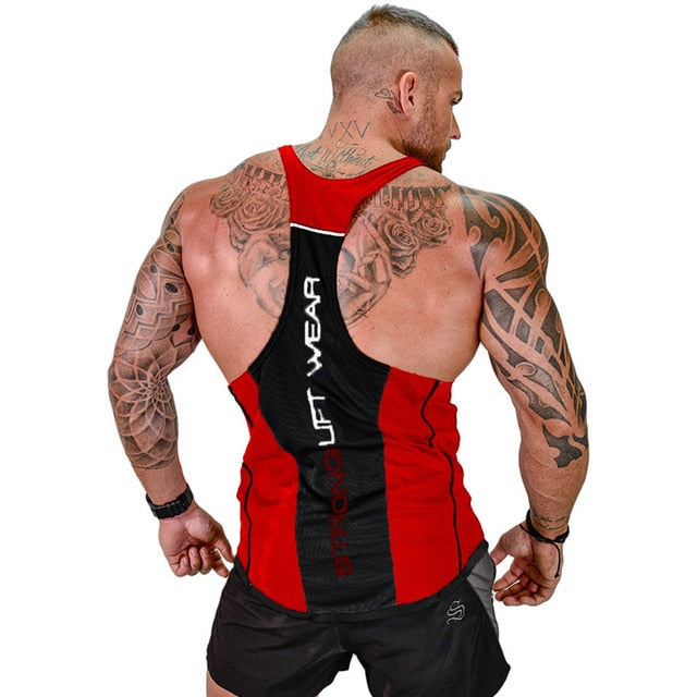 SLW Bodybuilding Sleeveless Singlet Tank - Red Black / M - Sport Finesse