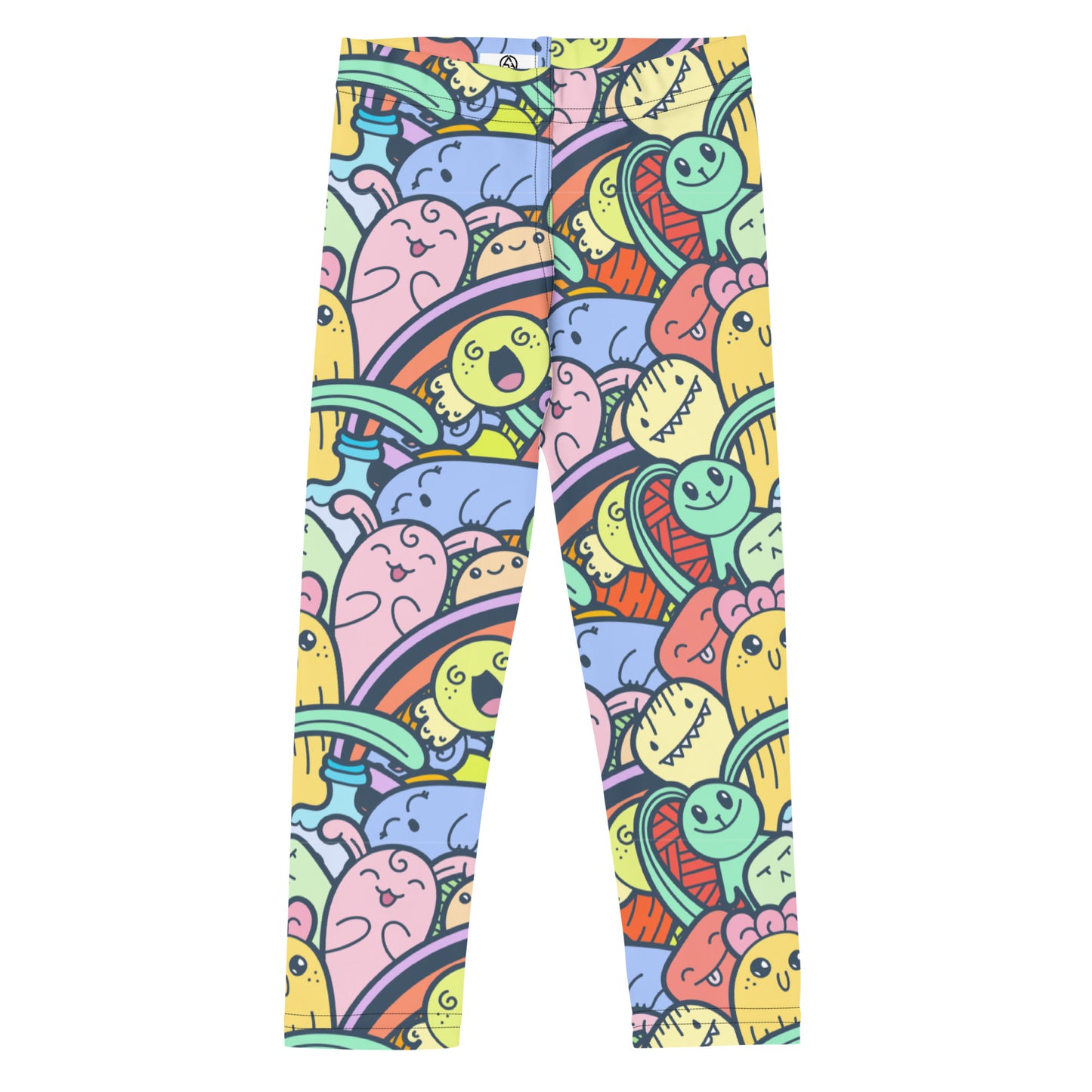 Monstrously Cute Pastel Patterned Doodle Leggings for Kids