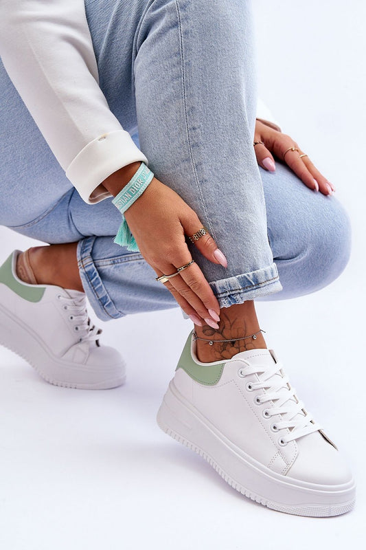 Classic Eco Leather White Green Sneakers