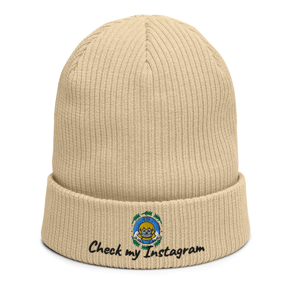 Check My Instagram Organic Ribbed Beanie - Sand - Sport Finesse