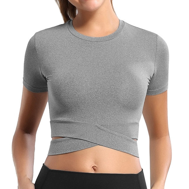 Short Sleeve Cross Fit Gym Top - Grey / S - Sport Finesse