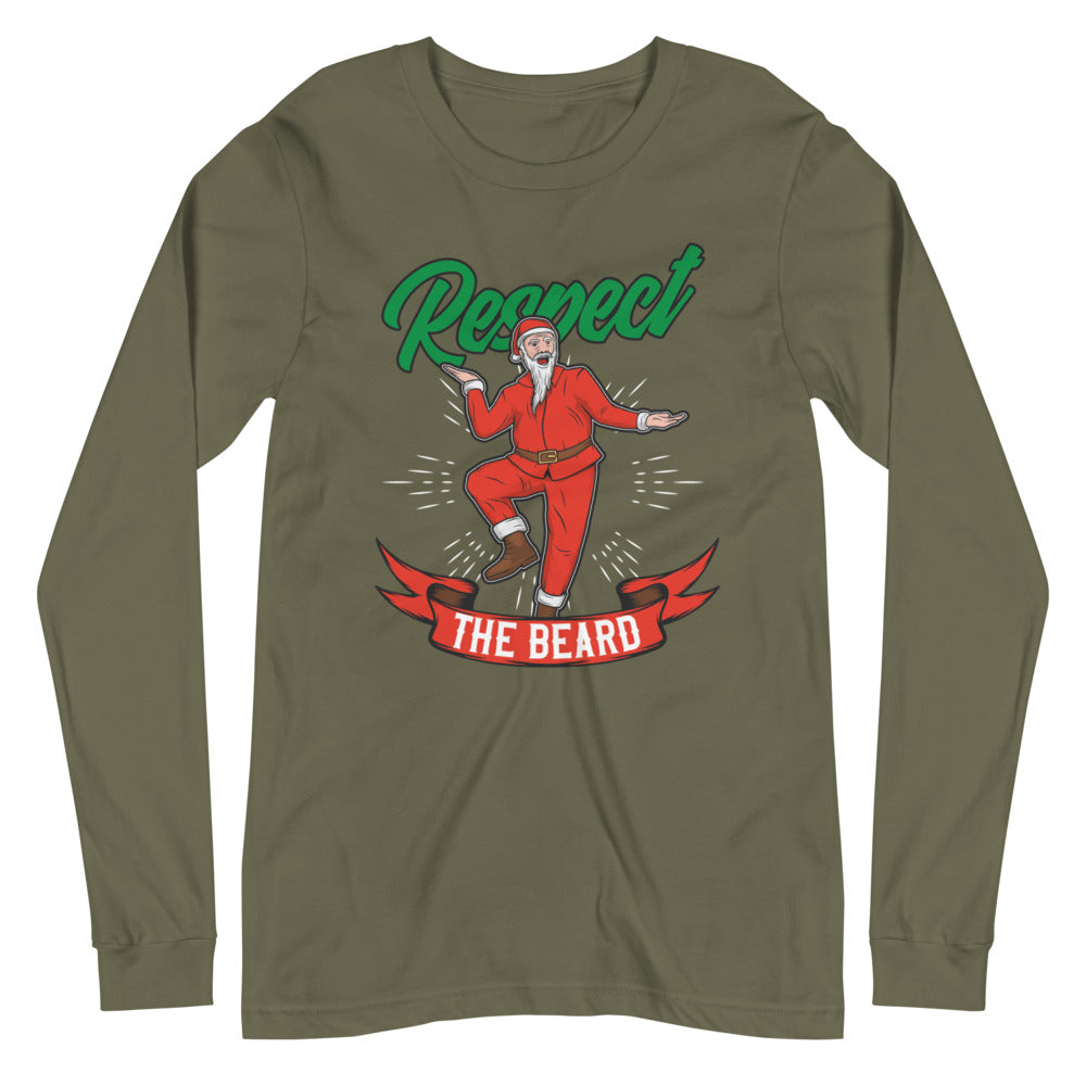 Respect the Beard Long Sleeve Tee - Military Green / XS - Sport Finesse