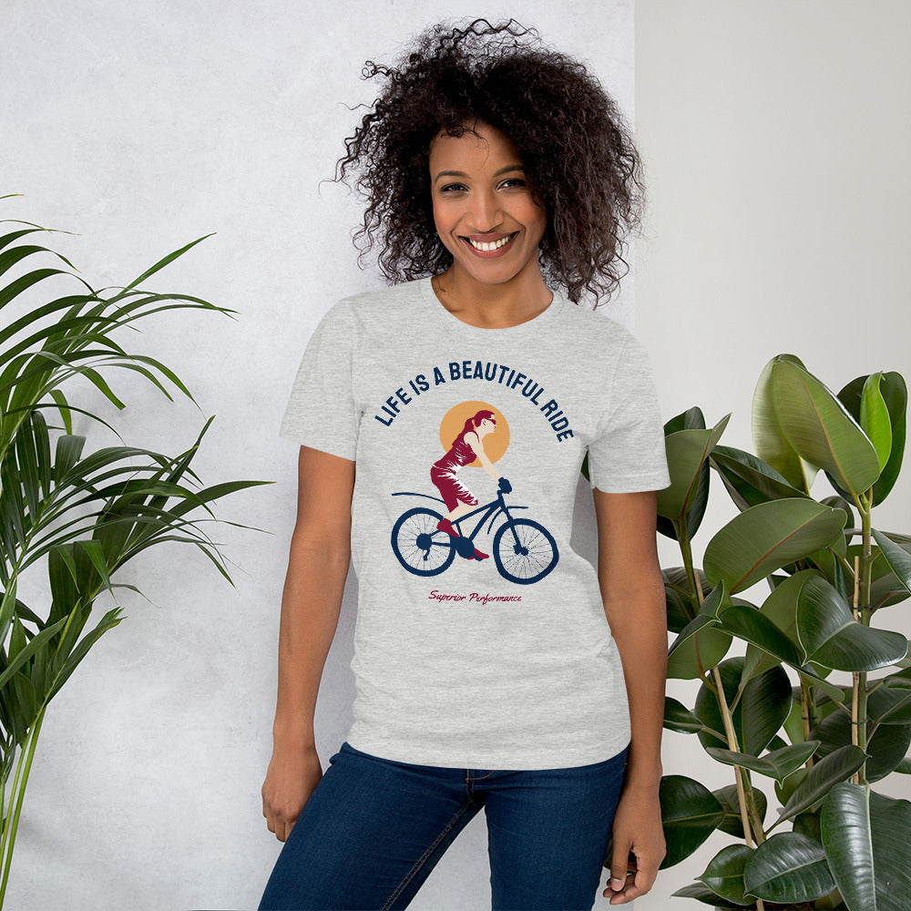 Life Is A Beautiful Ride Cycling T-Shirt - Athletic Heather / S - Sport Finesse