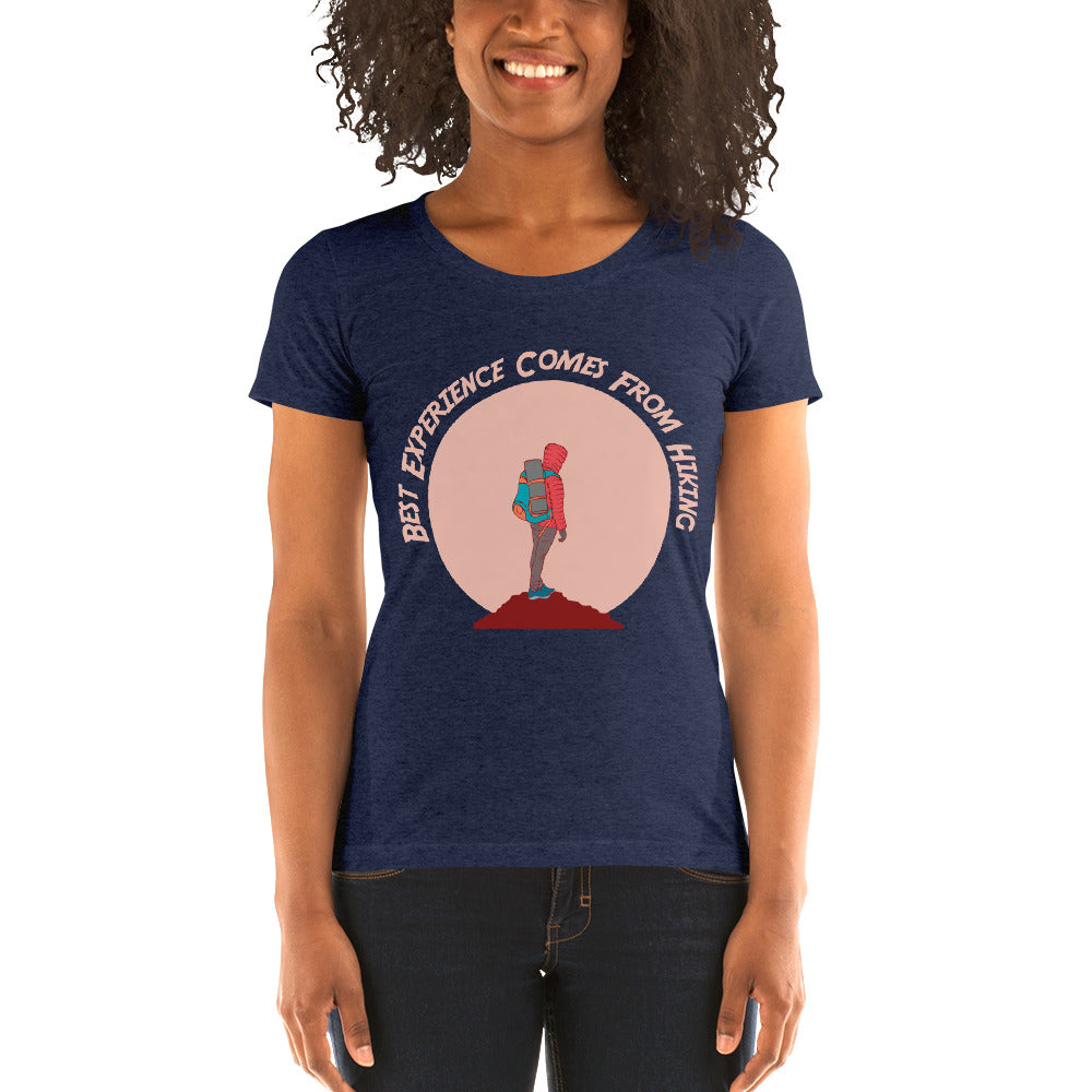 Best Experience come from Hiking Ladies' T-Shirt - Navy Triblend / S - Sport Finesse