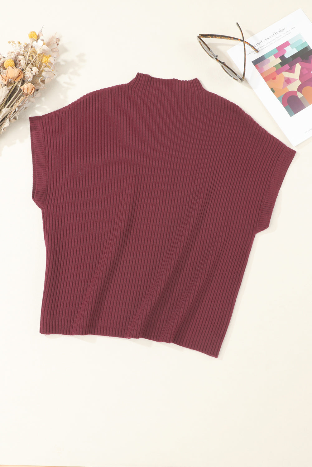 Cozy Breeze Ribbed Short-Sleeve Sweater