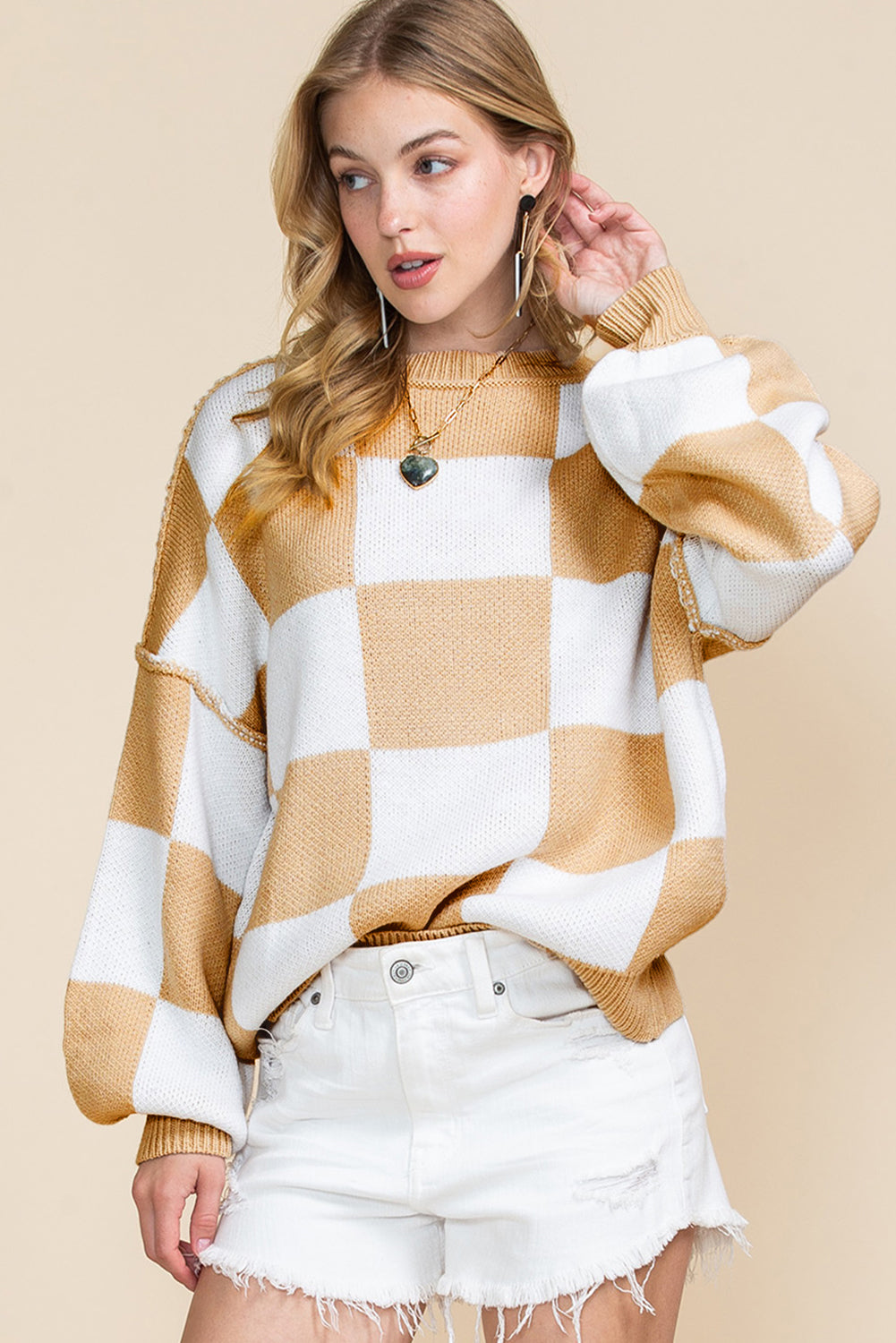 Plaid & Cozy Bishop Sleeve Sweater