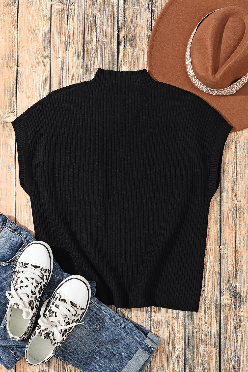 Cozy Breeze Ribbed Short-Sleeve Sweater