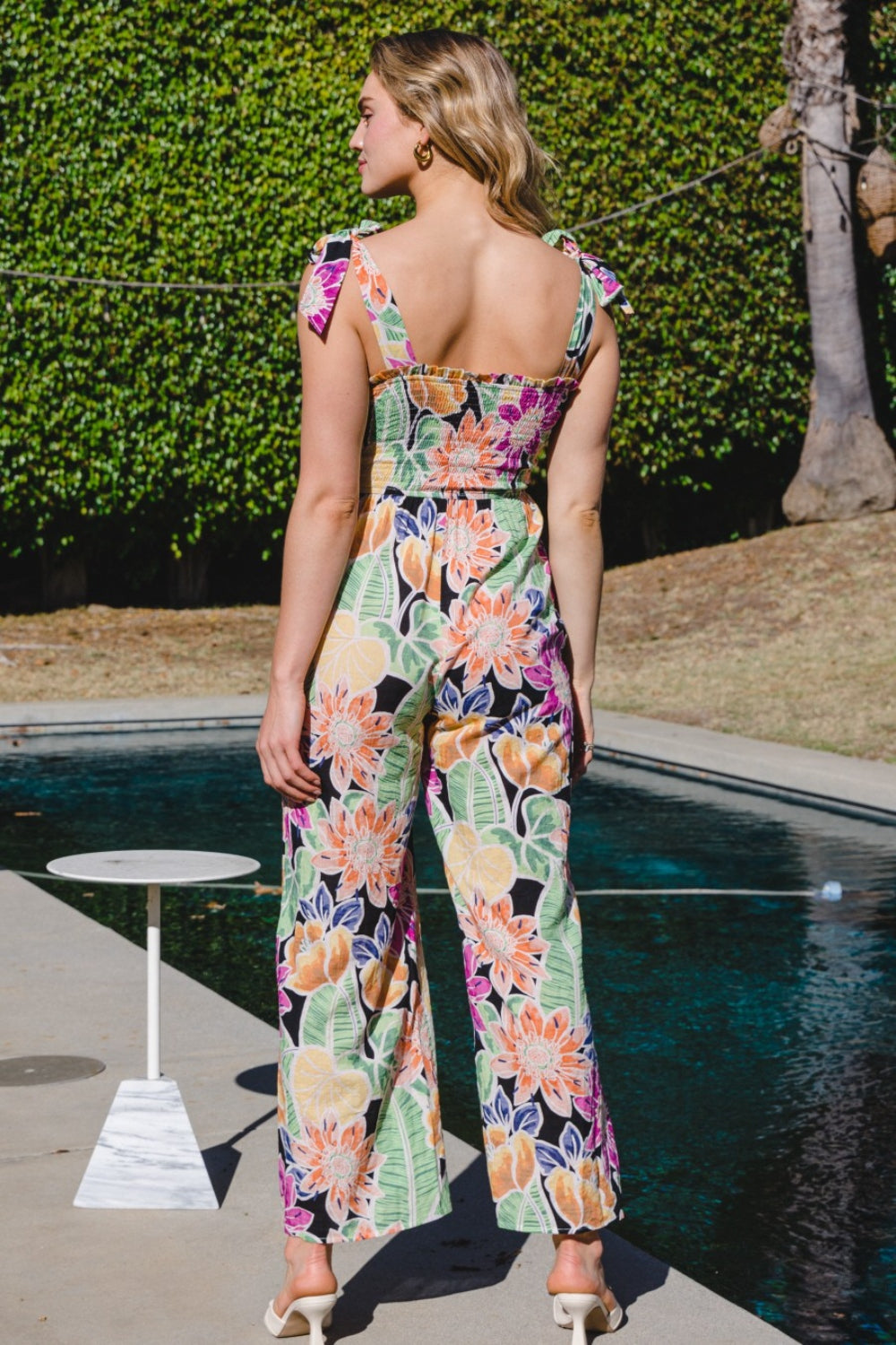 Full Size Floral Sleeveless Wide Leg Jumpsuit