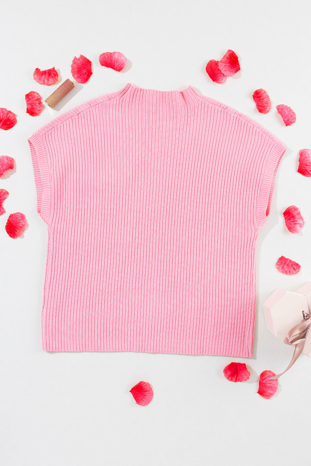 Cozy Breeze Ribbed Short-Sleeve Sweater