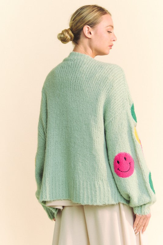 Smiley Sage Cozy Knit Cardigan