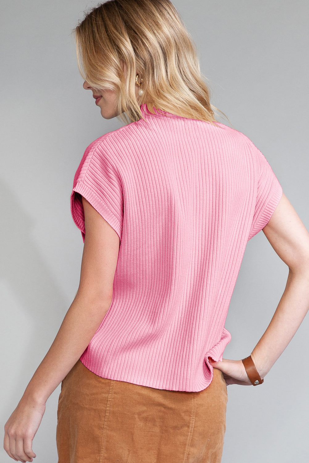 Cozy Breeze Ribbed Short-Sleeve Sweater