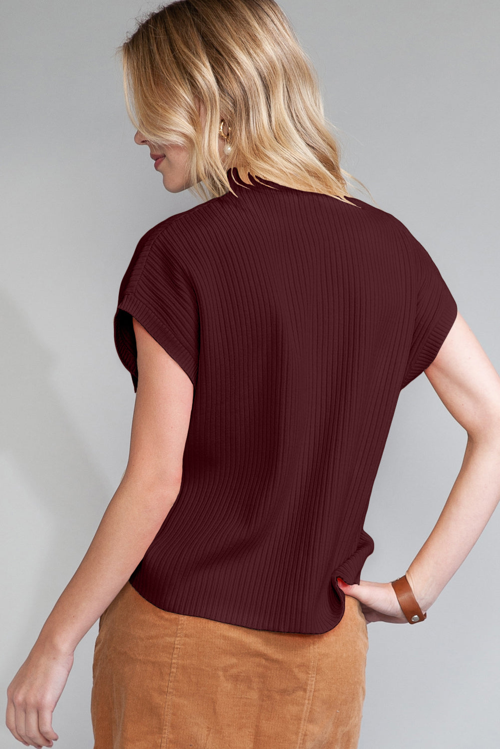 Cozy Breeze Ribbed Short-Sleeve Sweater