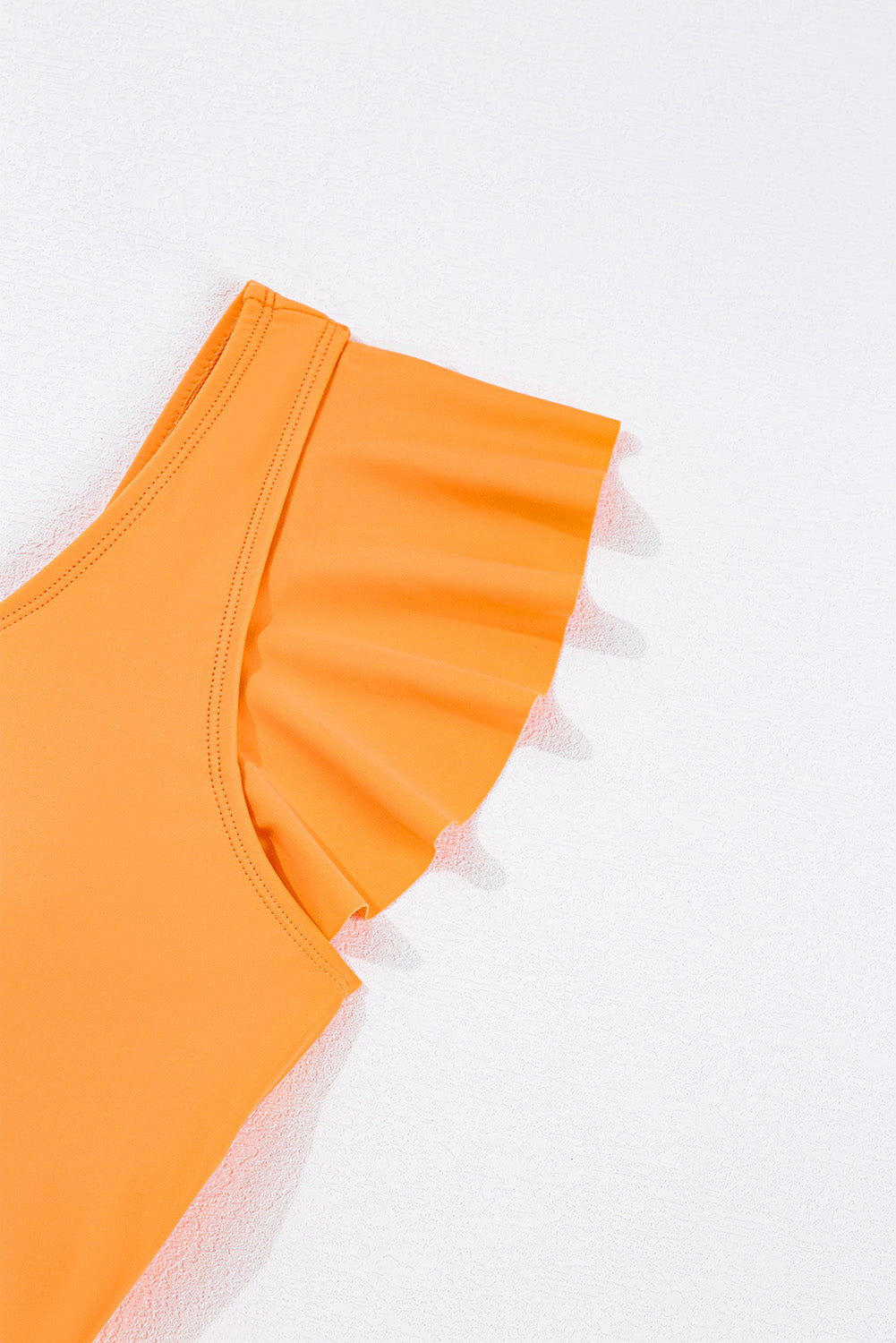 Vitality Orange Colorblock Ruffle Knotted Backless One Piece Swimsuit