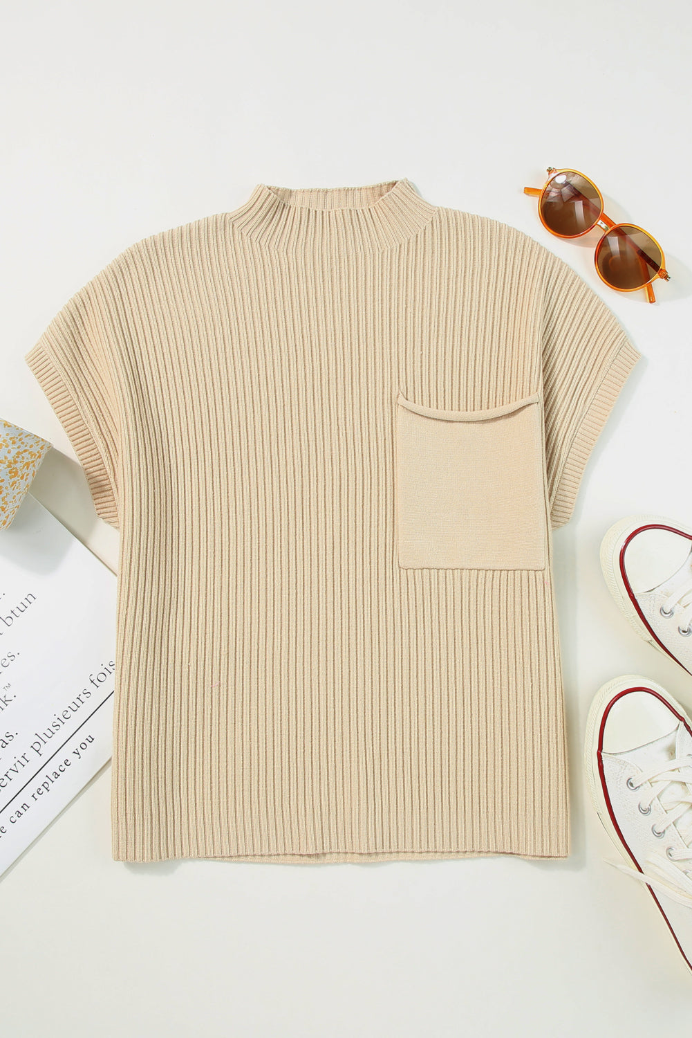 Cozy Breeze Ribbed Short-Sleeve Sweater