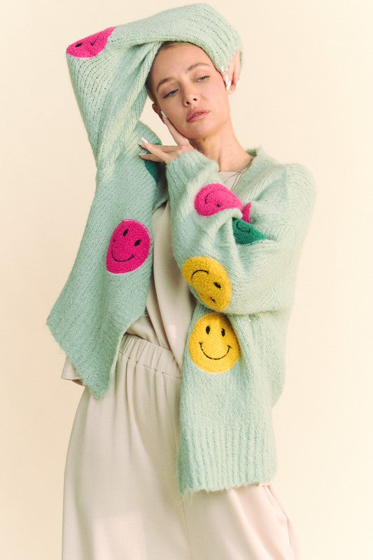 Smiley Sage Cozy Knit Cardigan