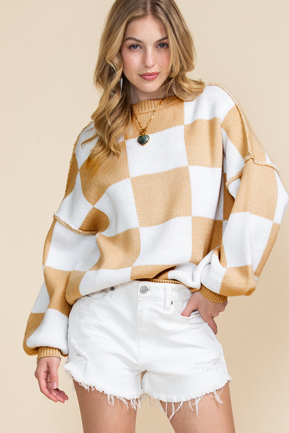 Plaid & Cozy Bishop Sleeve Sweater