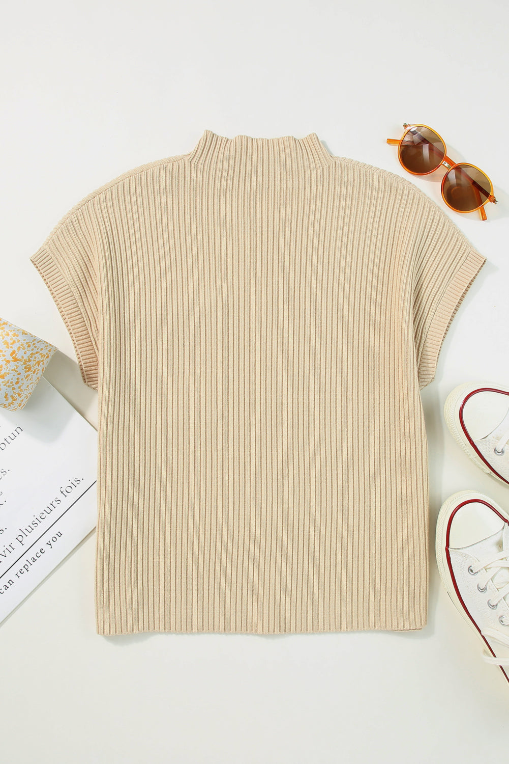 Cozy Breeze Ribbed Short-Sleeve Sweater