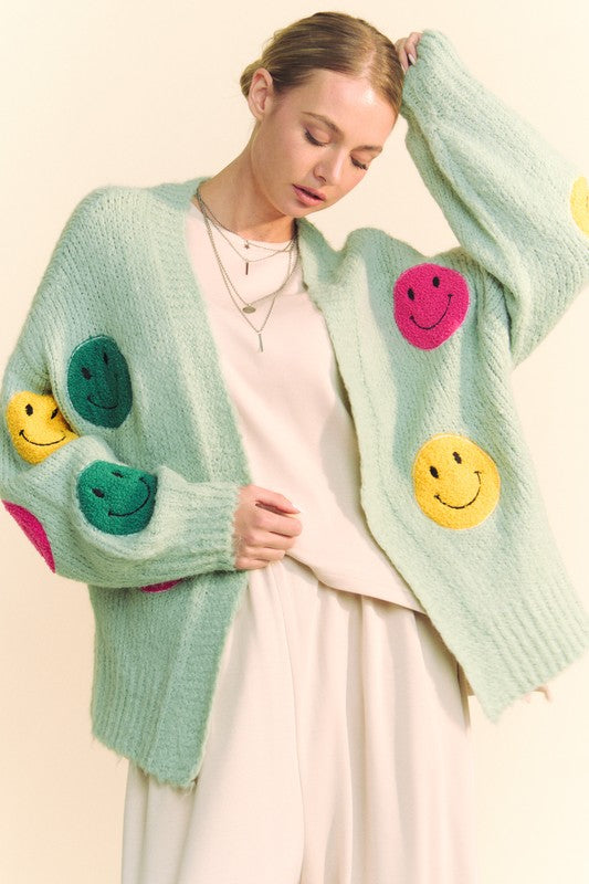 Smiley Sage Cozy Knit Cardigan