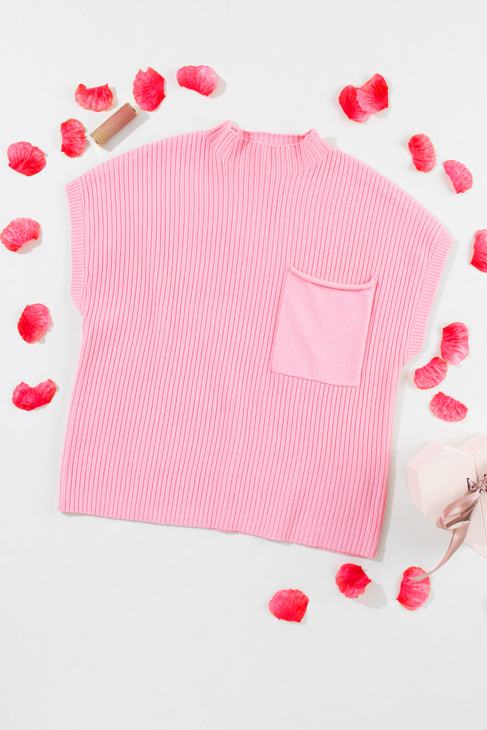 Cozy Breeze Ribbed Short-Sleeve Sweater