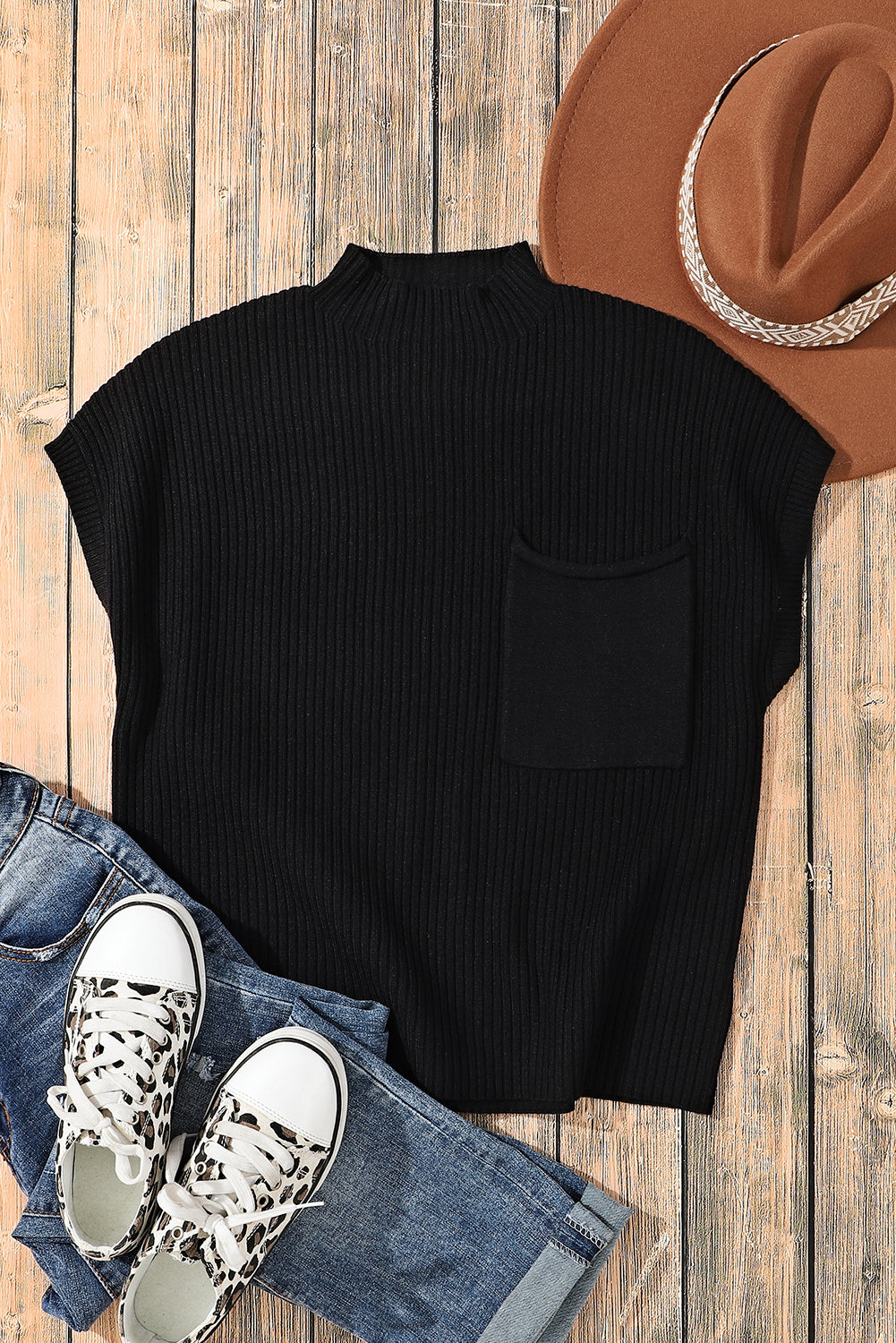 Cozy Breeze Ribbed Short-Sleeve Sweater