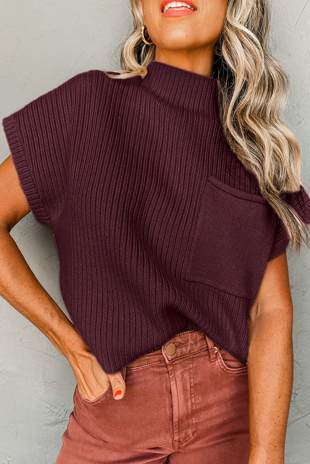 Cozy Breeze Ribbed Short-Sleeve Sweater