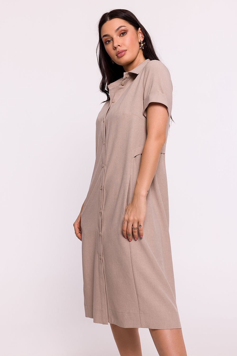Sunlit Elegance Button-Up Dress