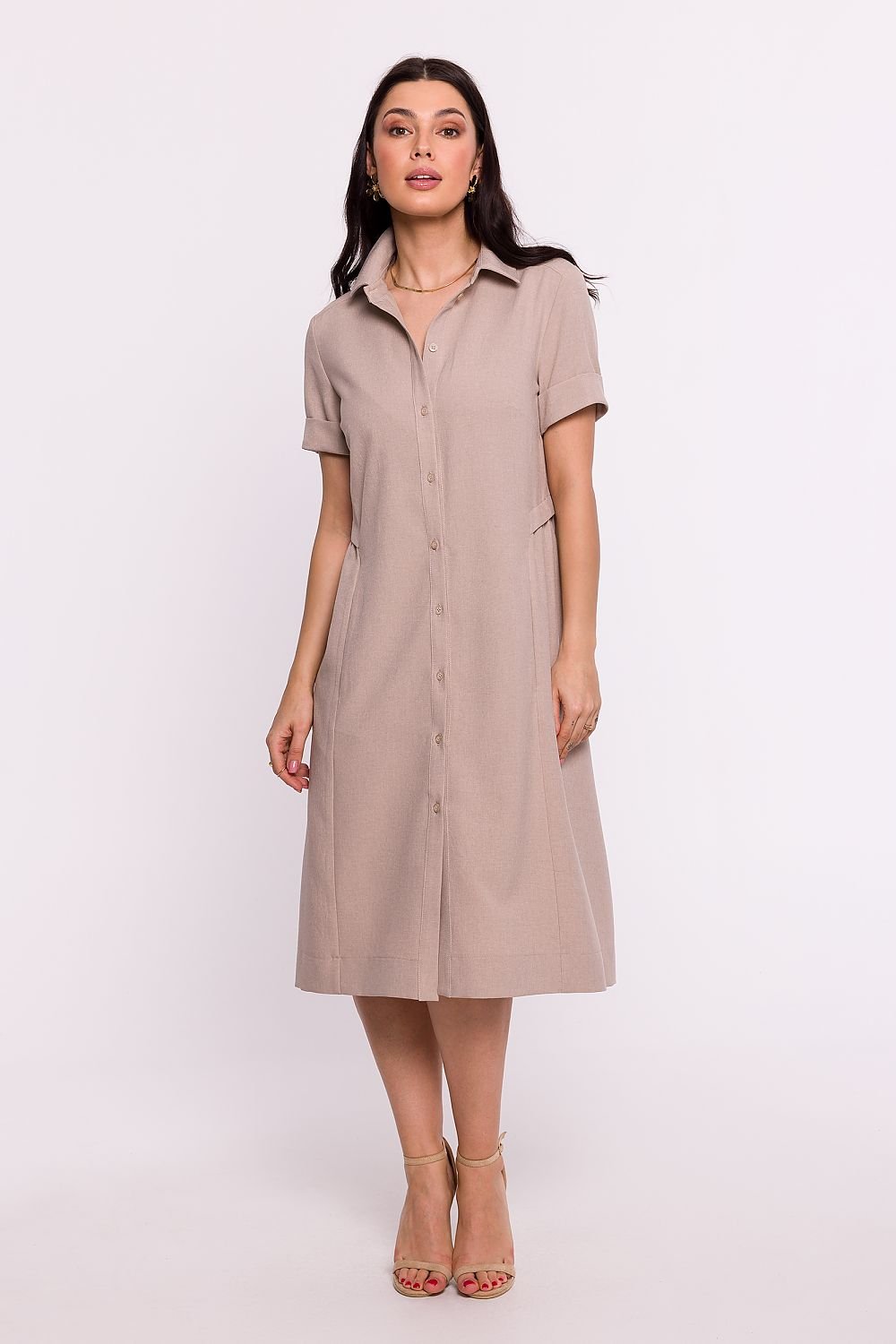 Sunlit Elegance Button-Up Dress