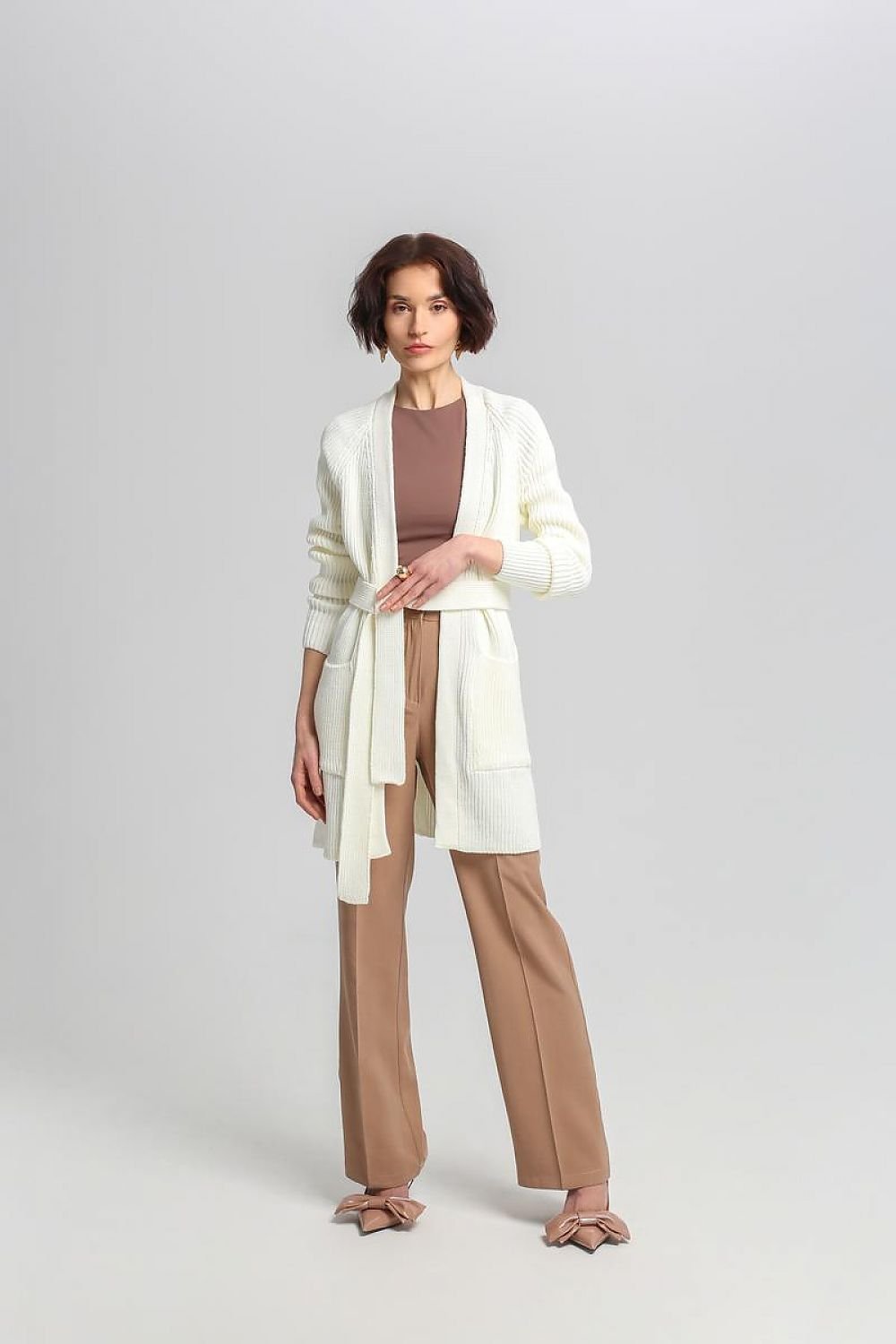 Snug Elegance Longline Tie Cardigan