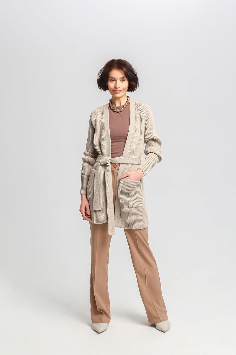 Snug Elegance Longline Tie Cardigan