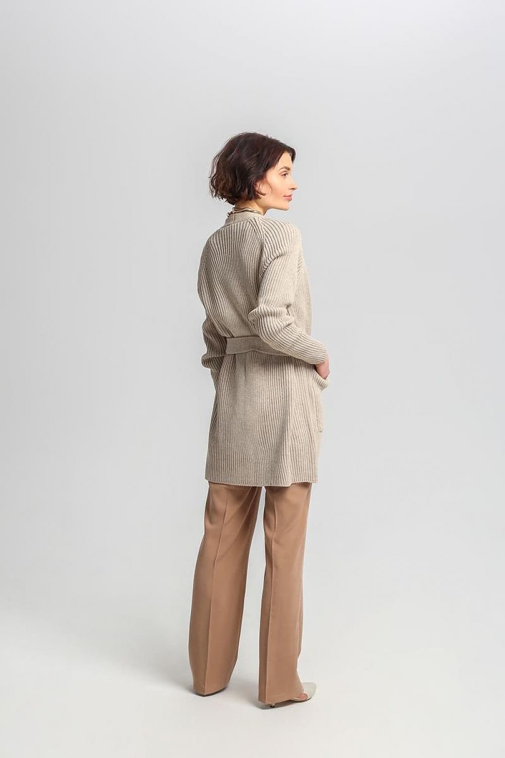 Snug Elegance Longline Tie Cardigan