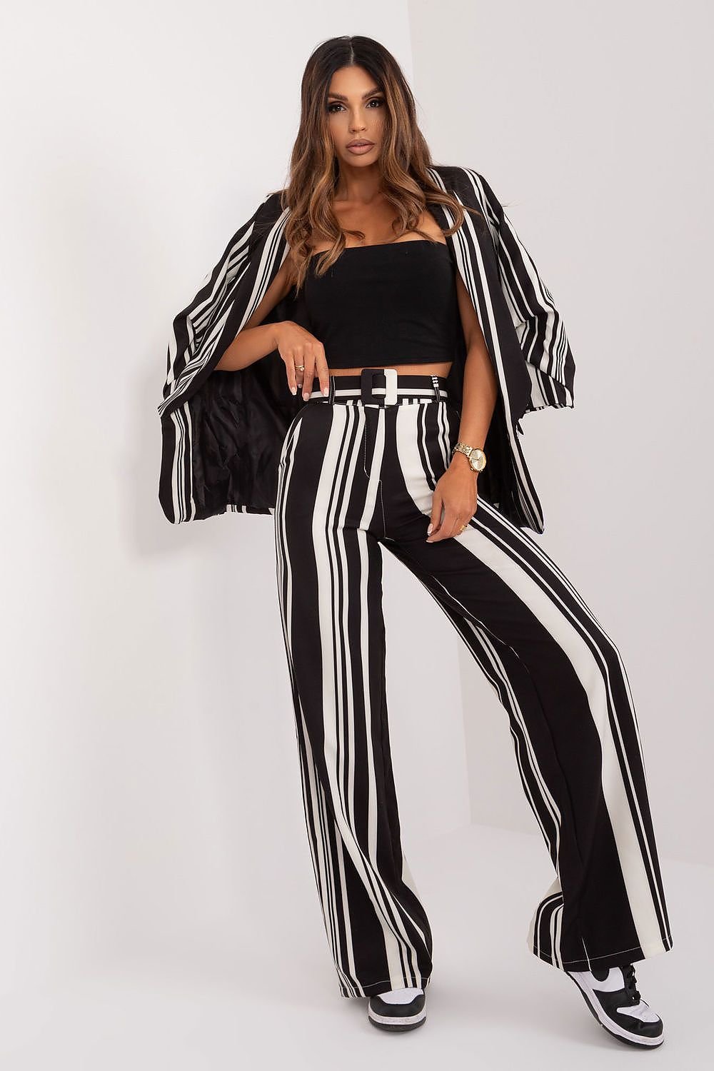 Modern Striped Comfort Wide-Leg Pants