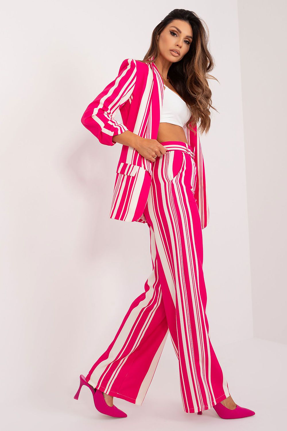 Modern Striped Comfort Wide-Leg Pants