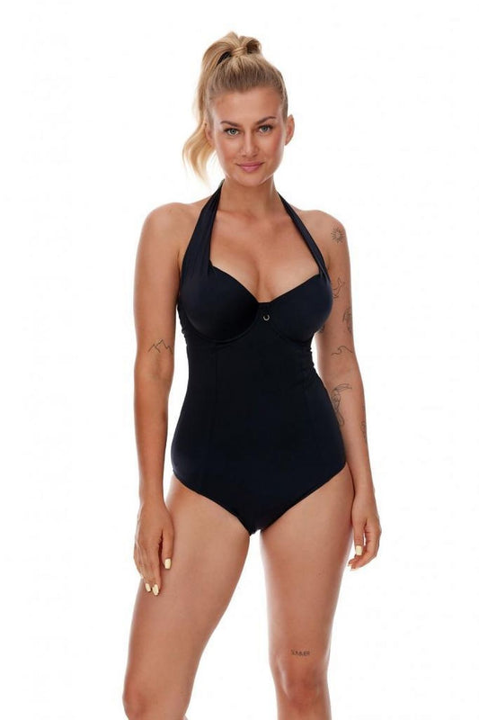 Front Ruched Black Beauty One Piece Swimsuit