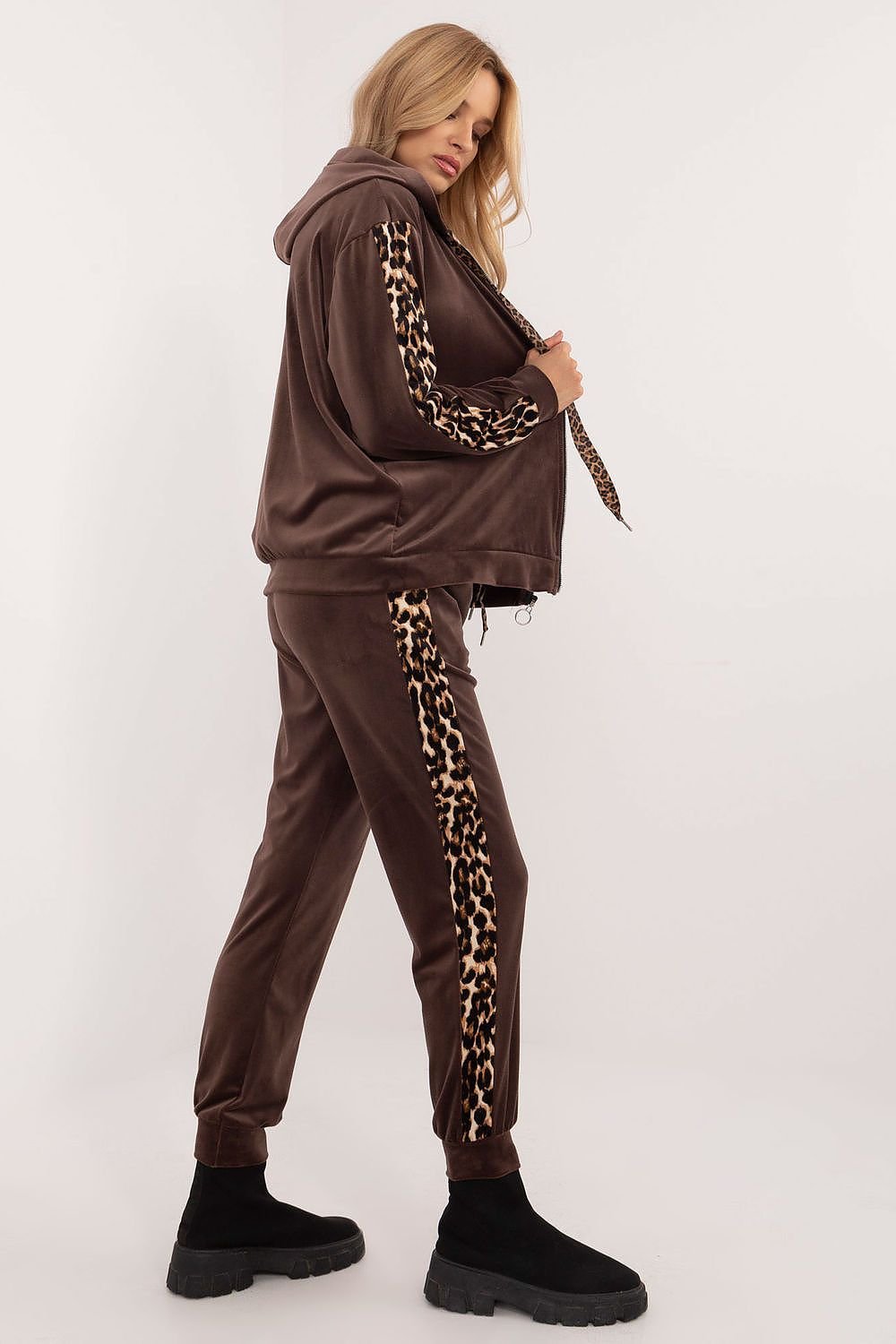 Sporty Chic Animal Print Velour Lounge Set