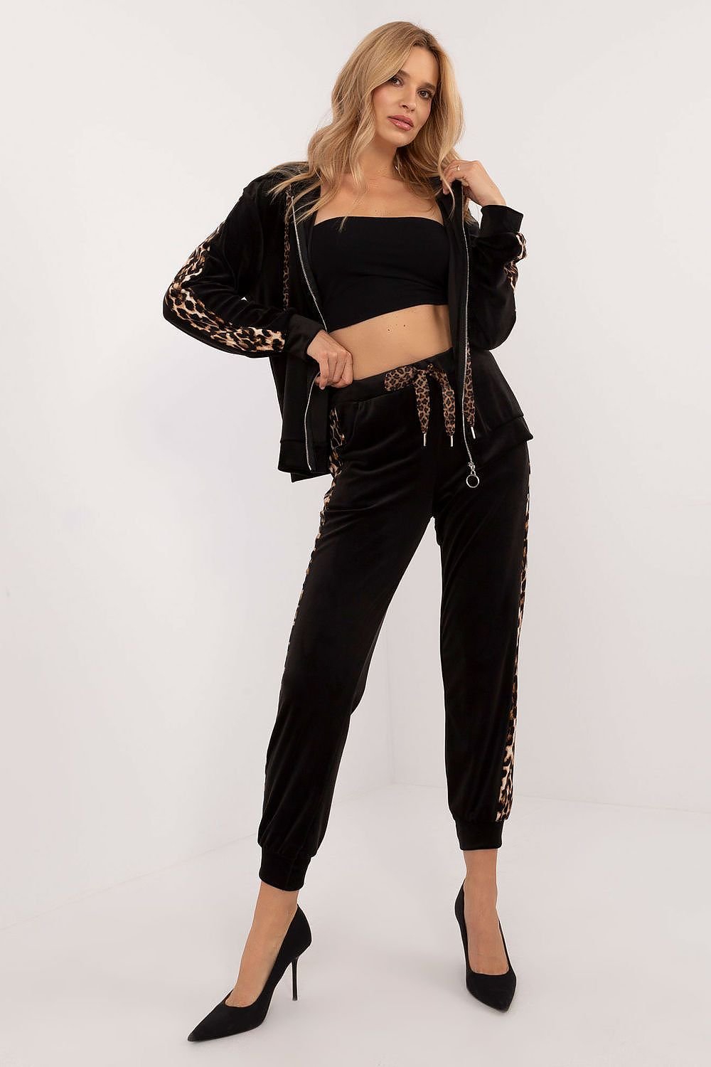 Sporty Chic Animal Print Velour Lounge Set