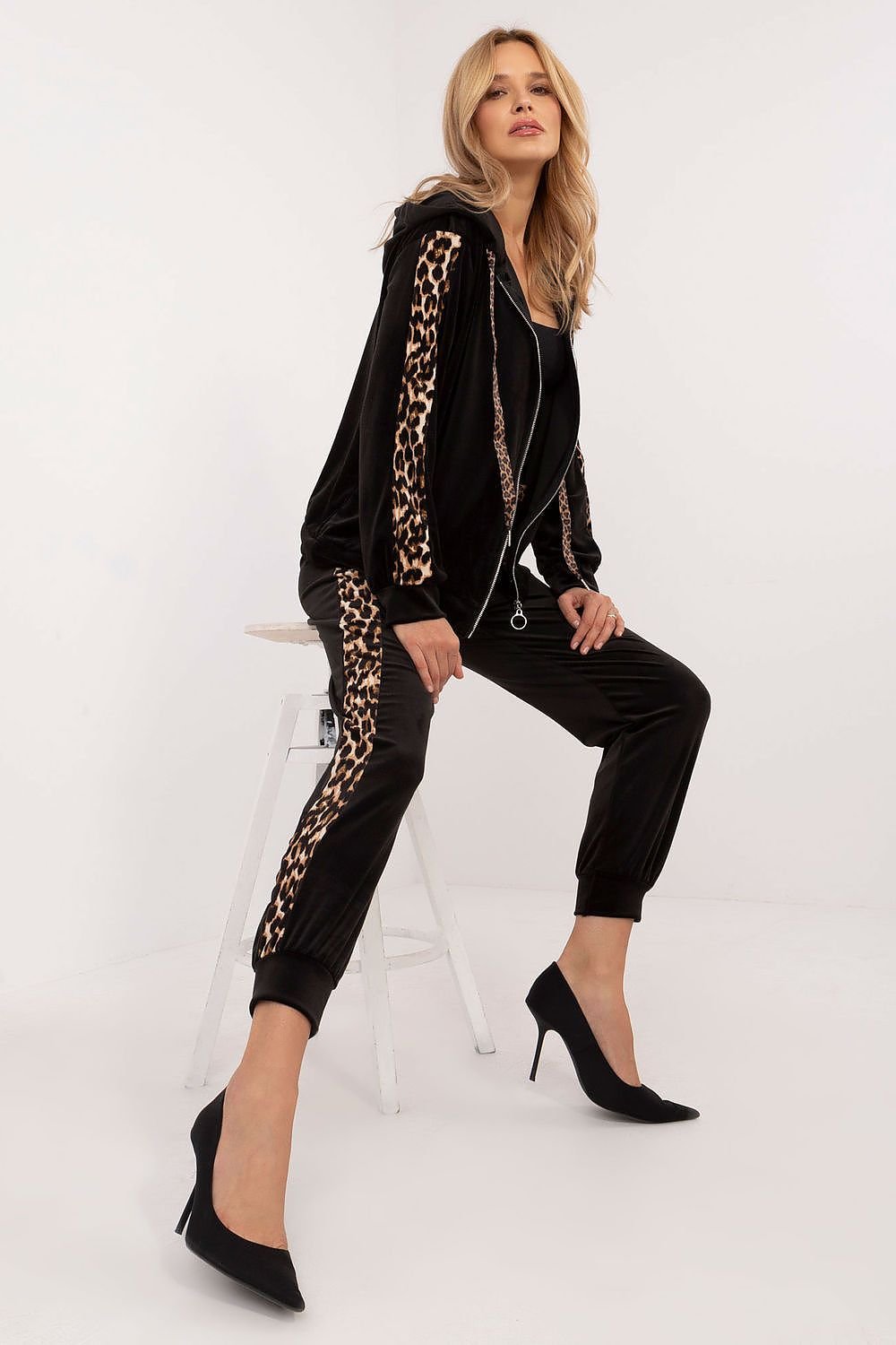 Sporty Chic Animal Print Velour Lounge Set