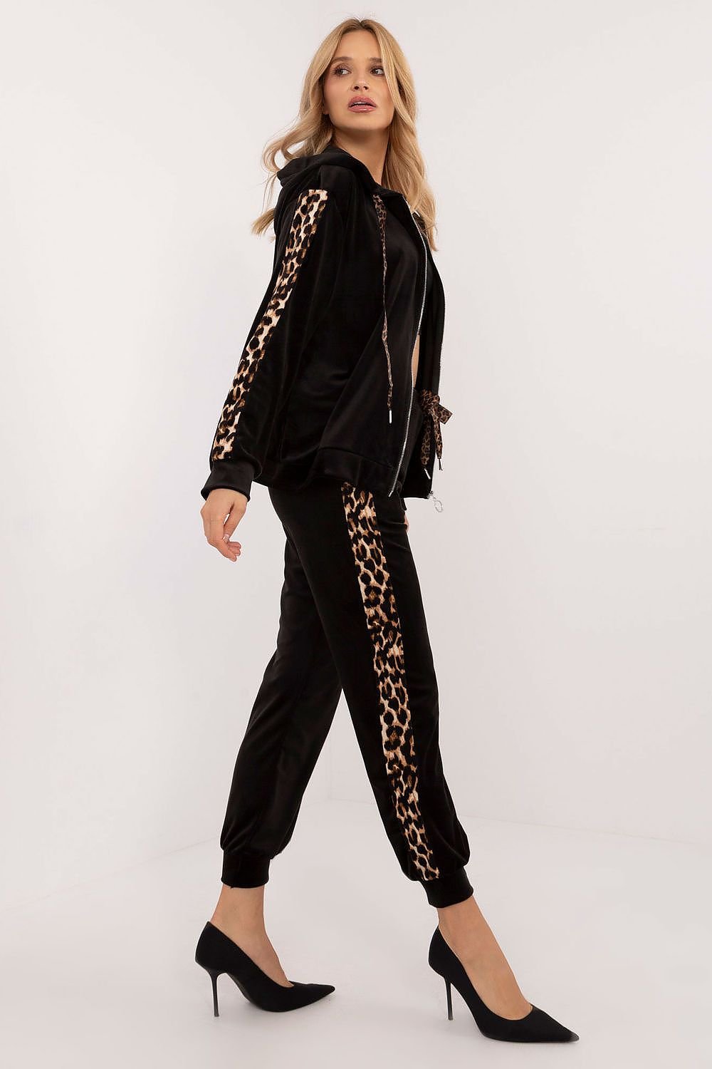 Sporty Chic Animal Print Velour Lounge Set