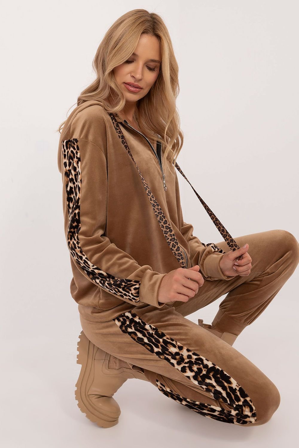 Sporty Chic Animal Print Velour Lounge Set