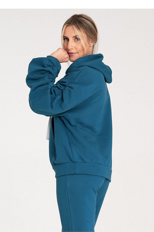 Cozy Pleat Sleeve Pocket Hoodie