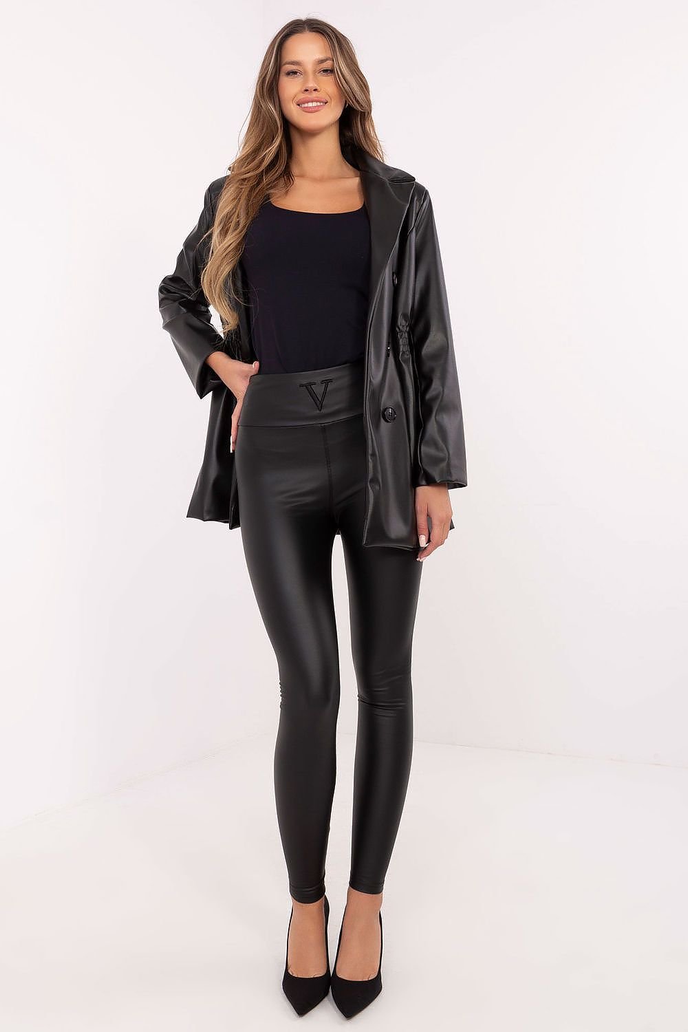 Chic Curve High-Waist Faux Leather Long leggings