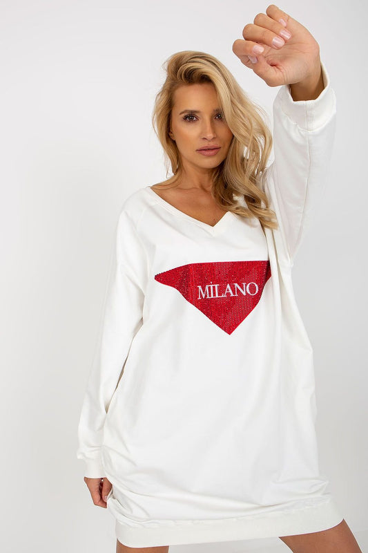 Trendy Longline Women’s Sweatshirt with Studded Print