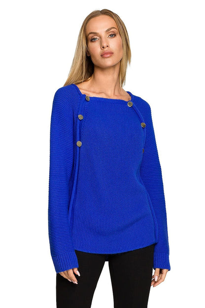 Buttoned Elegance Shoulder Jumper