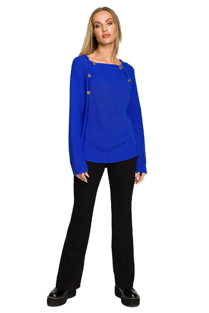 Buttoned Elegance Shoulder Jumper