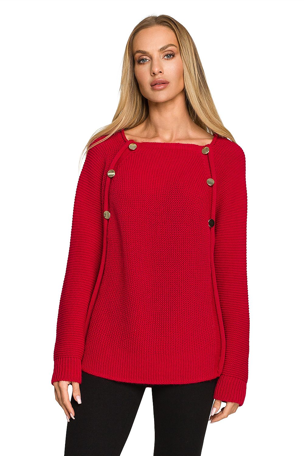 Buttoned Elegance Shoulder Jumper