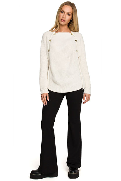 Buttoned Elegance Shoulder Jumper